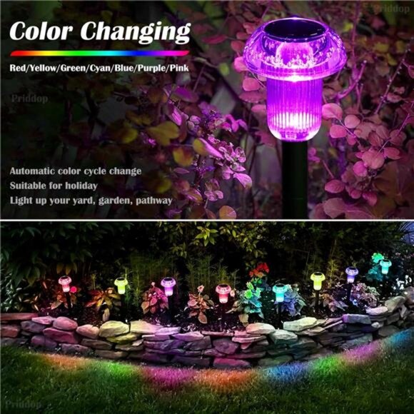 Solar Lights Outdoor Pathway Lights 8 Pack LED Waterproof Color Changing - Picture 3 of 7